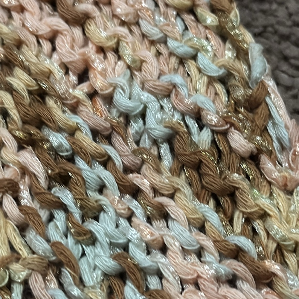 Handmade Scarf NWT Cotton/Nylon Blend-Tan/Brown/Peach/Pale Blue - Picture 11 of 11